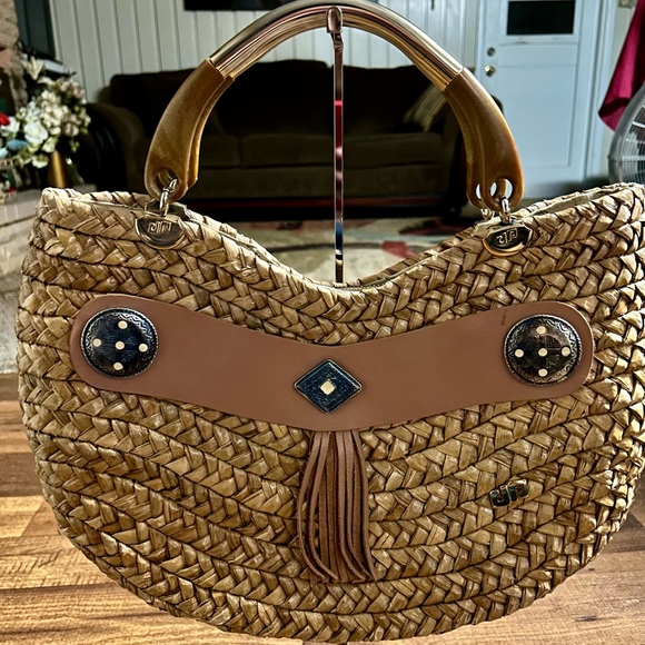 Pier Giorgio • Vintage • Brown • Wicker •  Bamboo Straw • Handbag - Picture 9 of 16
